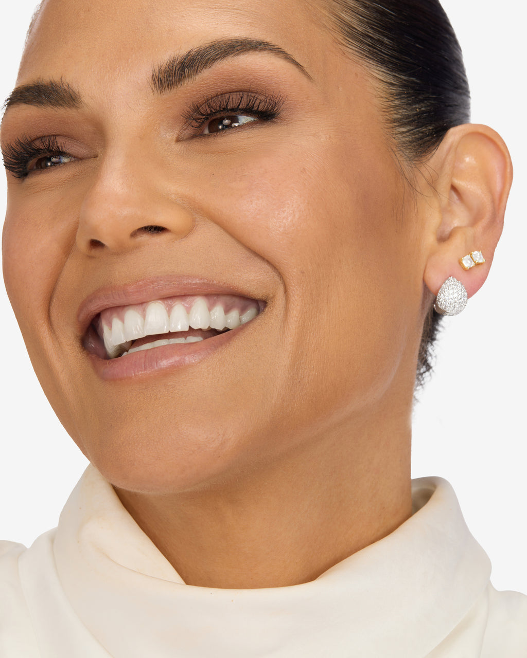 Lil' Norah Pavé Earrings - Silver|White Diamondettes