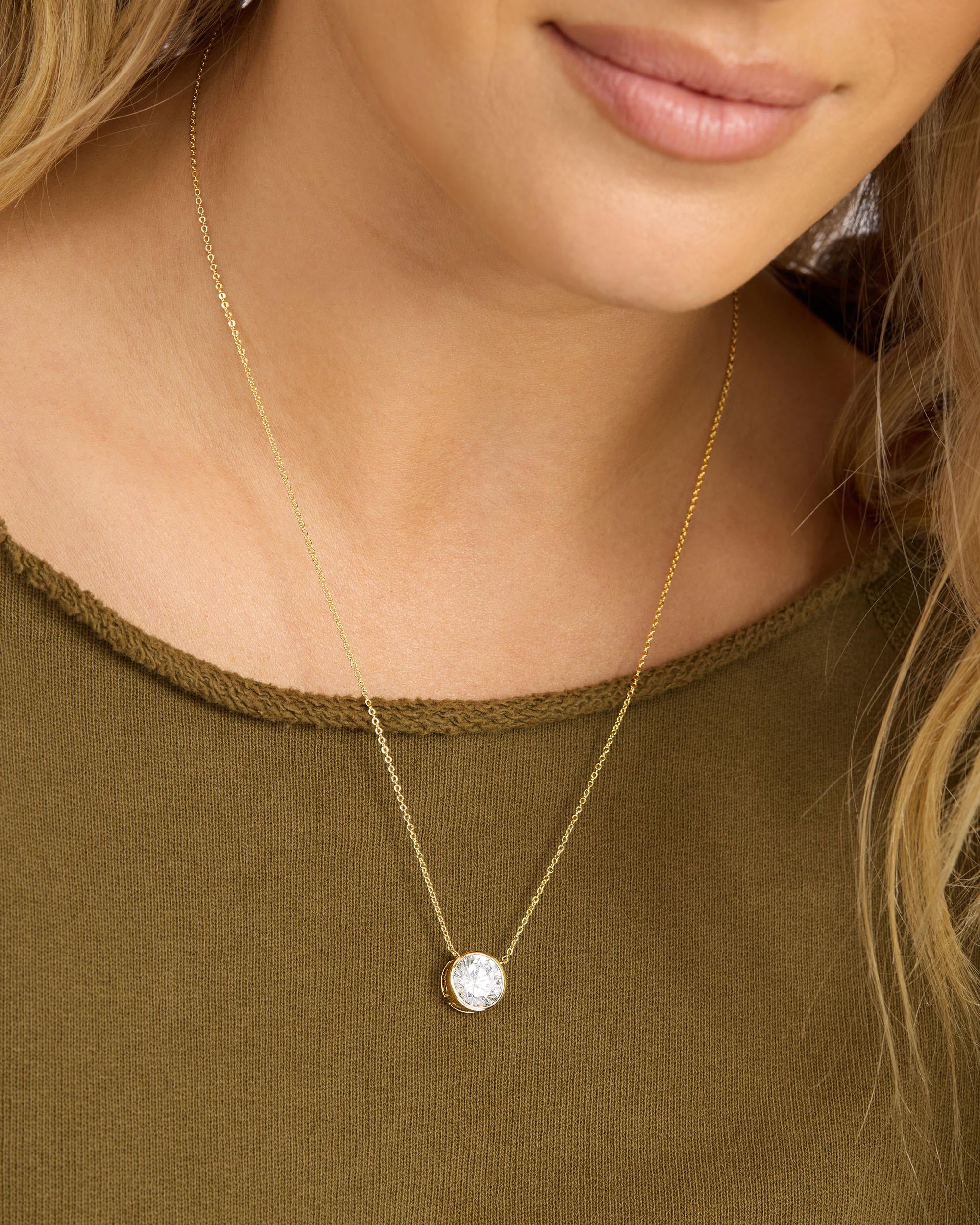 Baroness Pendant 10mm - Gold|White Diamondettes