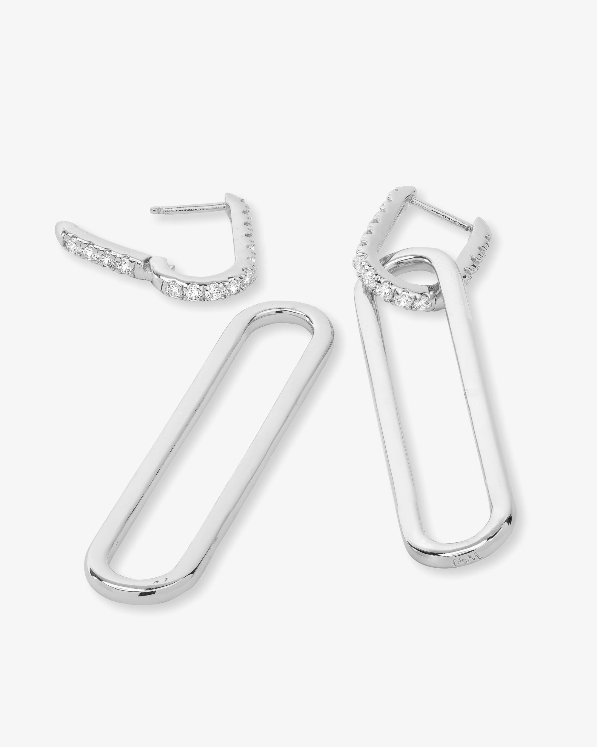 XL Carrie Chain Convertible Huggies - Silver|White Diamondettes