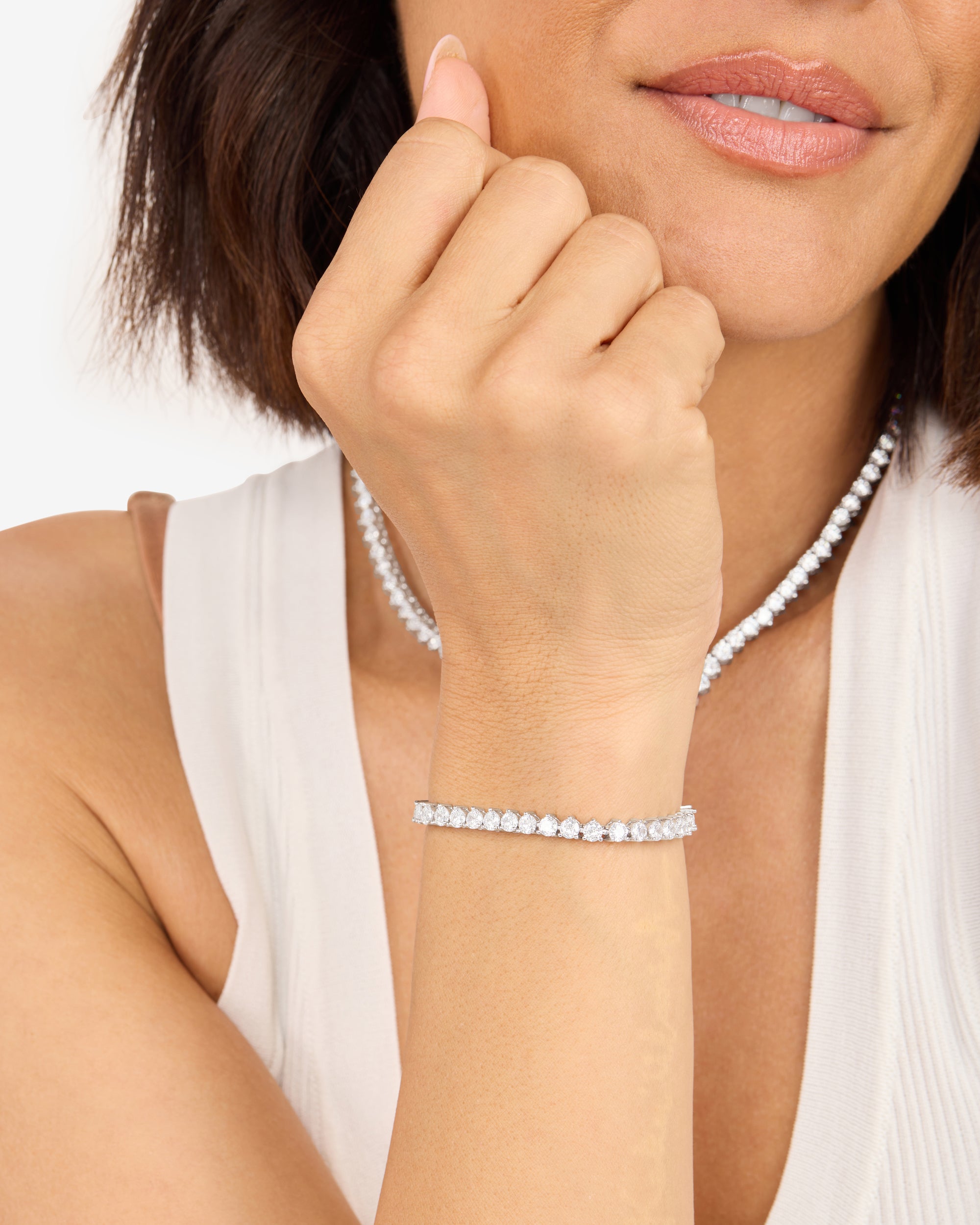 Not Your Basic Tennis Bracelet 4mm - Silver|White Diamondettes