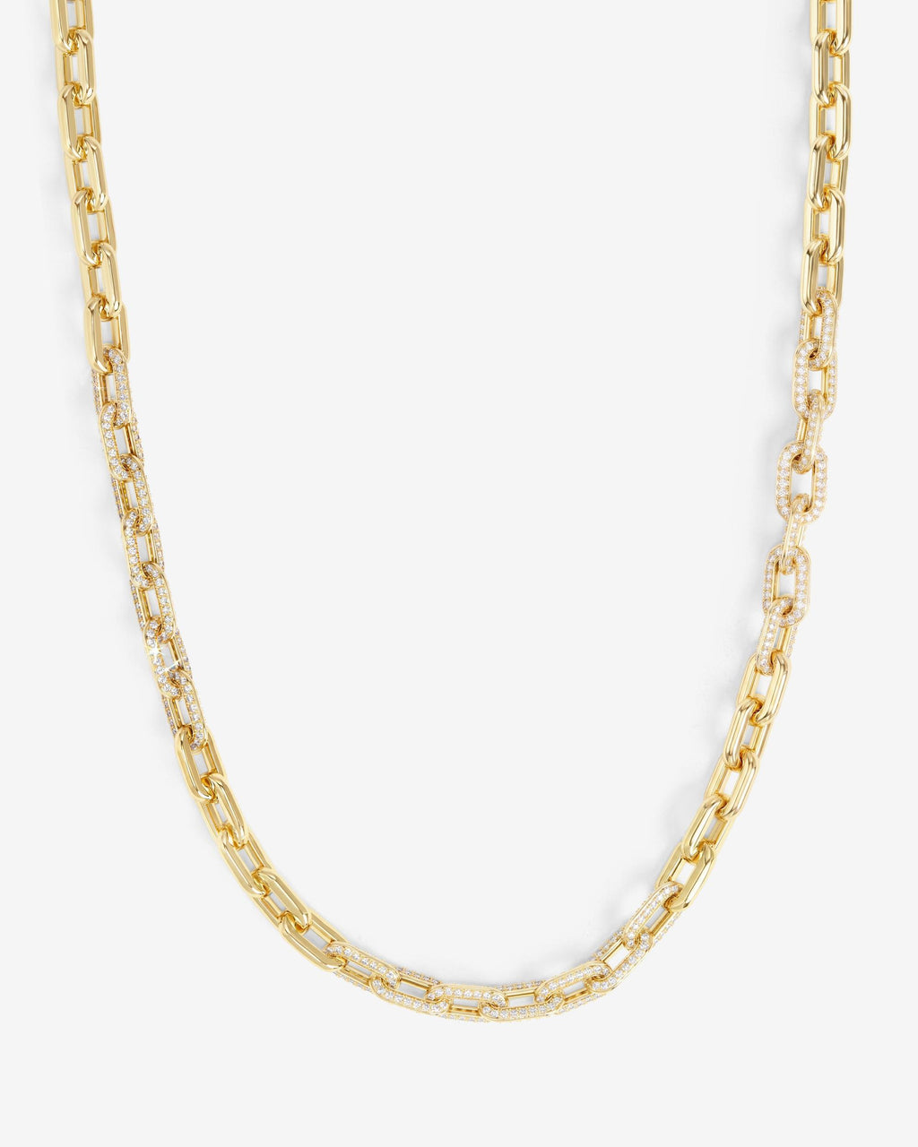 Micro Frankie Pavé Chain Necklace 6.5mm - Gold|White Diamondettes