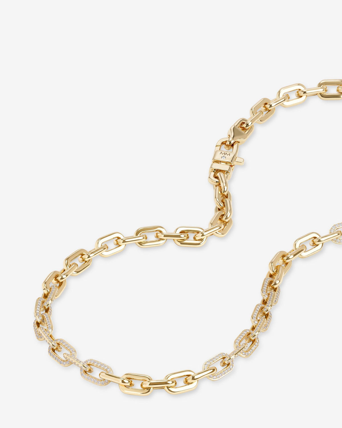 Micro Frankie Pavé Chain Necklace 6.5mm - Gold|White Diamondettes