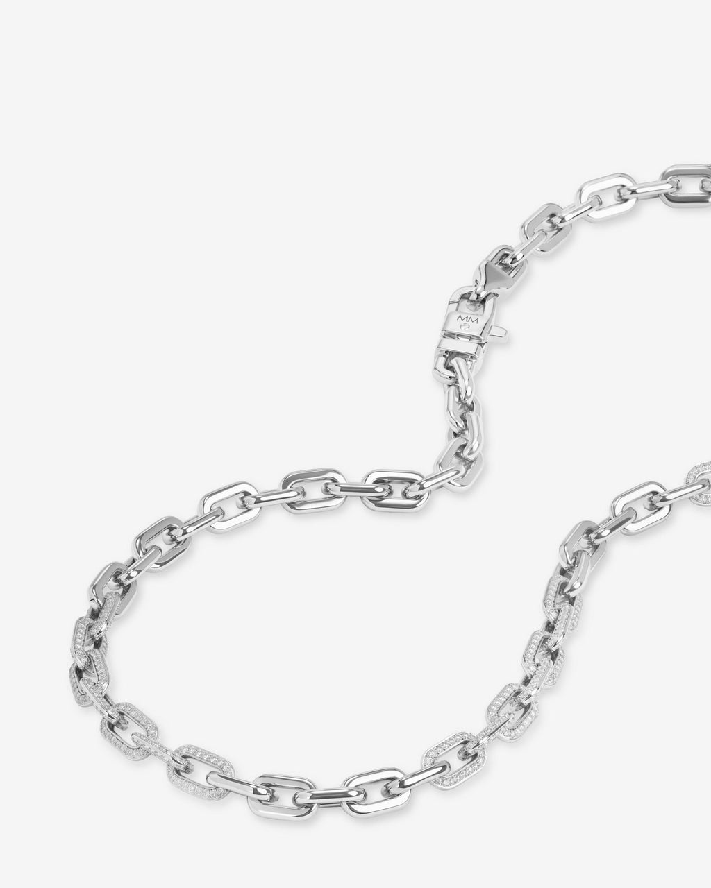 Micro Frankie Pavé Chain Necklace 6.5mm - Silver|White Diamondettes