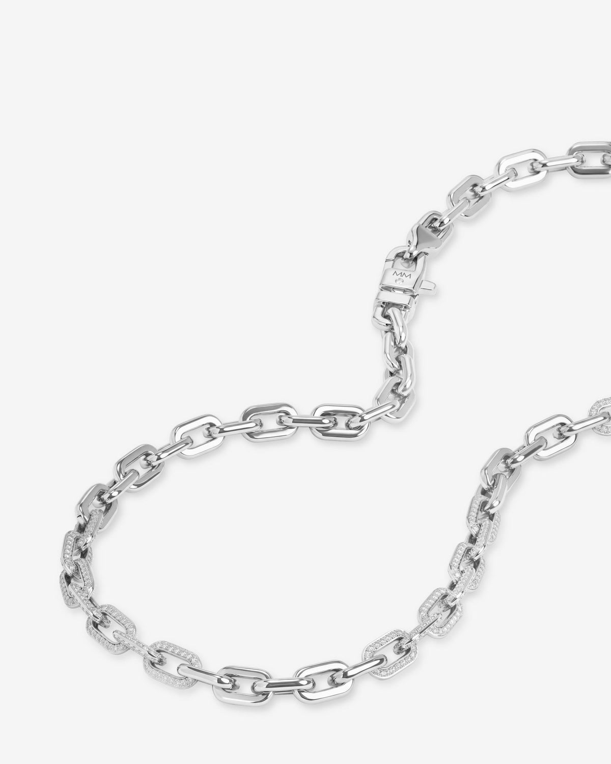 Micro Frankie Pavé Chain Necklace 6.5mm - Silver|White Diamondettes