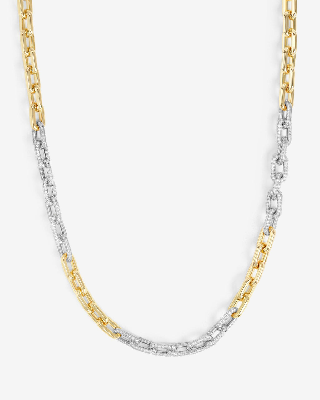 Micro Frankie Pavé Chain Necklace 6.5mm - Mixed Metal|White Diamondettes