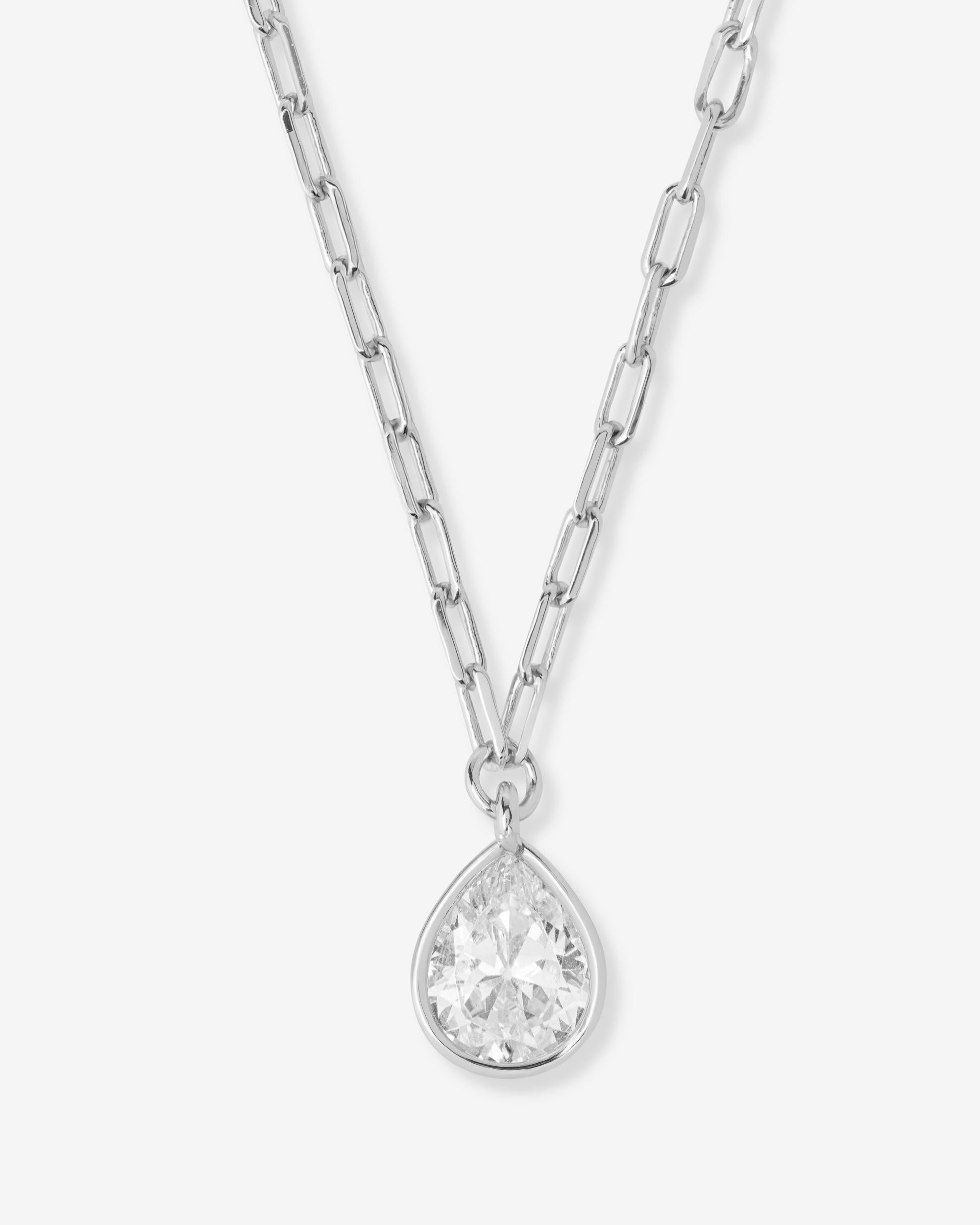 Drop of Perfection Necklace - Silver|White Diamondettes