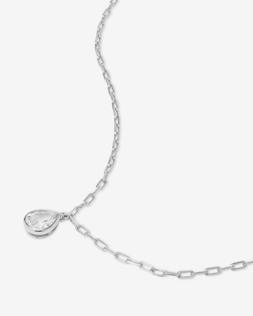 Drop of Perfection Necklace - Silver|White Diamondettes