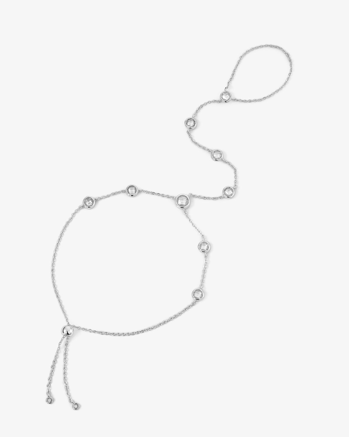 Mojave Hand Chain - Silver|White Diamondettes