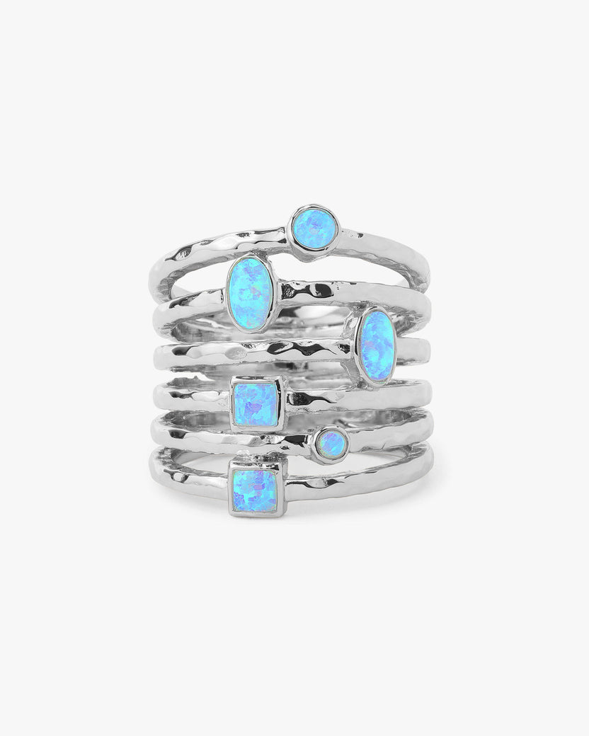 Monroe Ring | Silver & Blue Opal Stacking Statement – Melinda Maria Jewelry