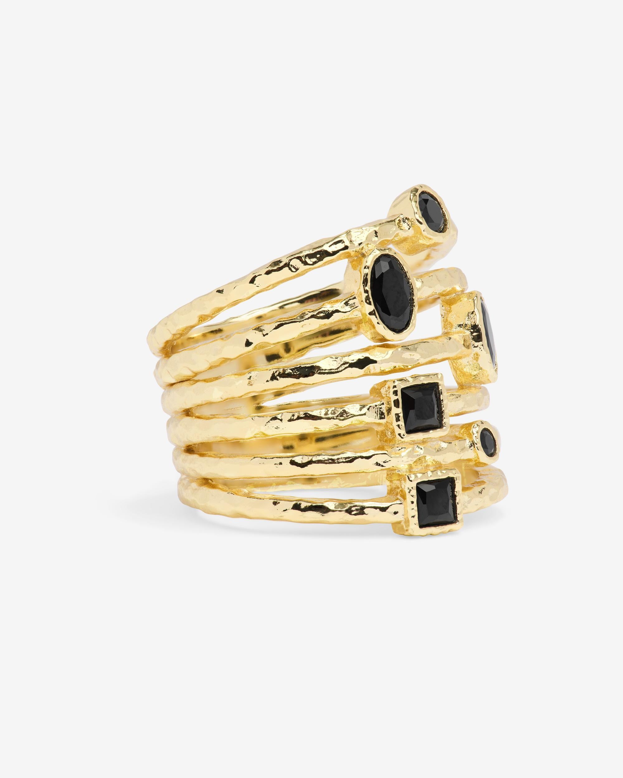 Monroe Ring - Gold|Black Diamondettes