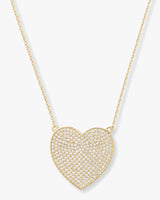 XL You Have My Whole Heart Pave Necklace 15" - Gold|White Diamondettes