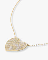 XL You Have My Whole Heart Pave Necklace 15" - Gold|White Diamondettes