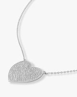 XL You Have My Whole Heart Pave Necklace 15" - Silver|White Diamondettes