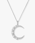 She's an Icon Moon Necklace - Silver|White Diamondettes