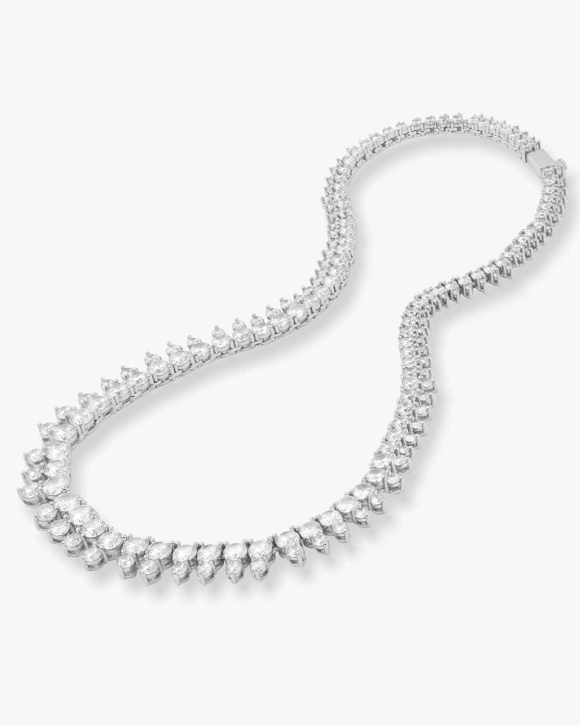 She's an Icon Riviera Tennis Necklace 16" - Silver|White Diamondettes