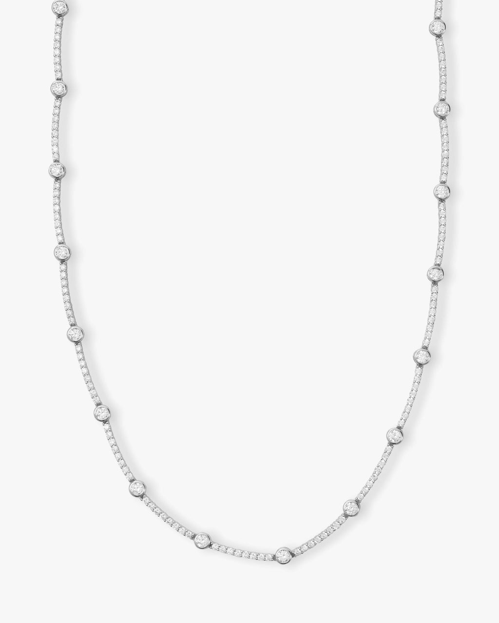 Shes Icon Station Necklace Silver White Diamondettes
