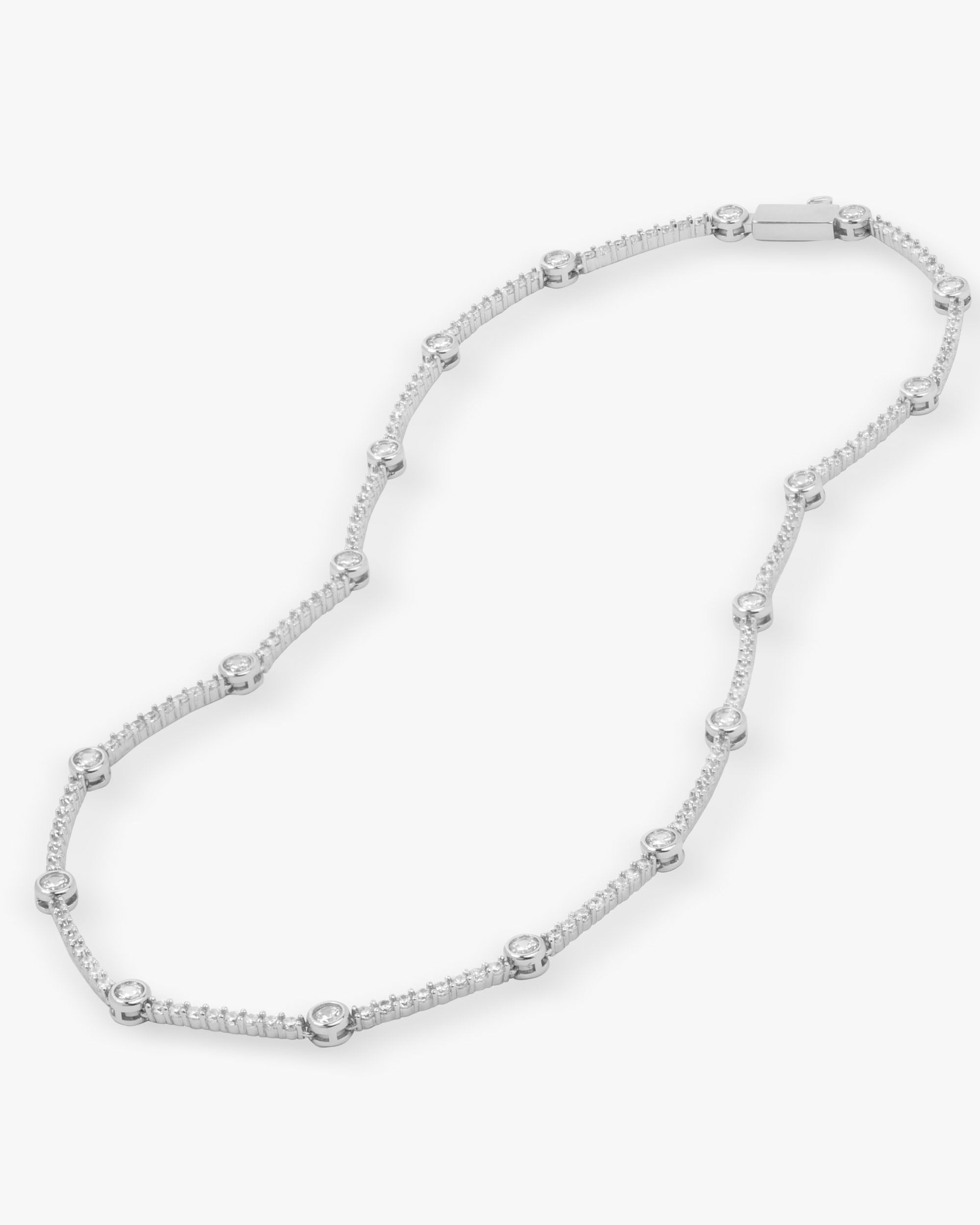 She's an Icon Station Necklace - Silver|White Diamondettes