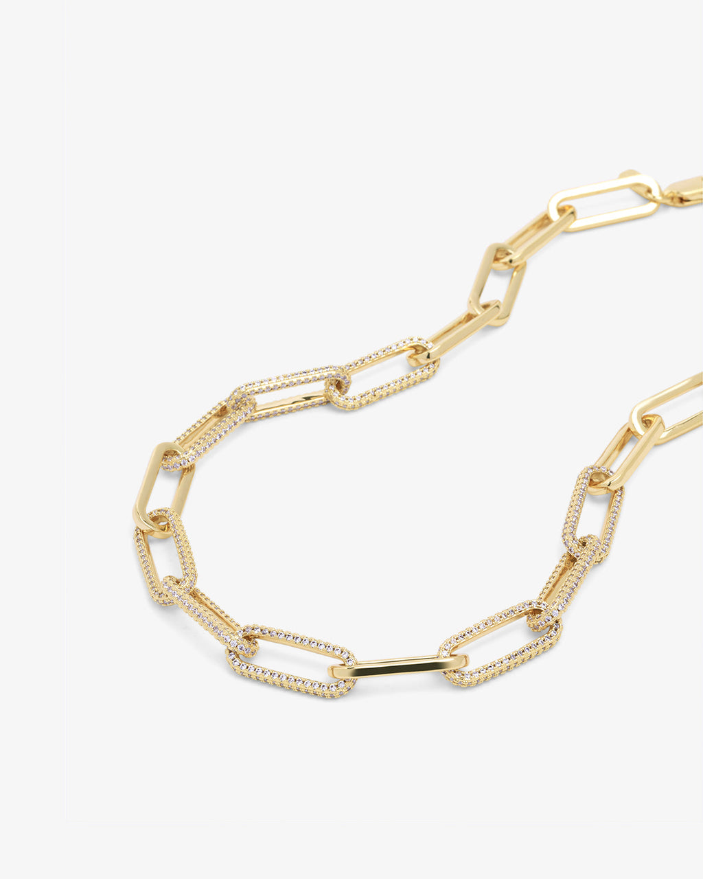 Carrie Pavé Chain Necklace 8mm - Gold|White Diamondettes