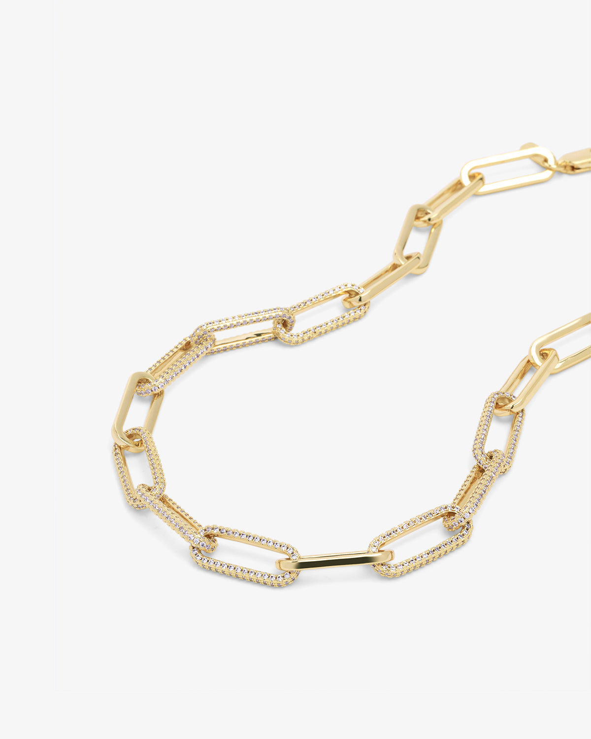 Carrie Pavé Chain Necklace 8mm - Gold|White Diamondettes