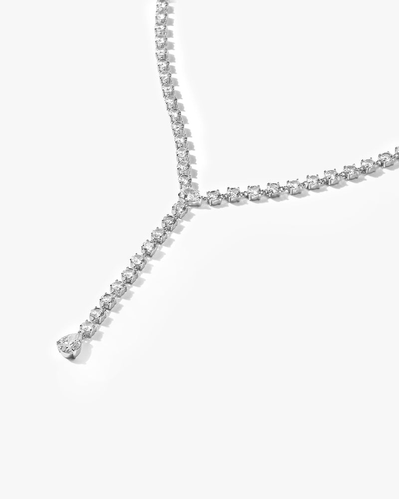 Diamond Drop Necklace - Silver|White Diamondettes