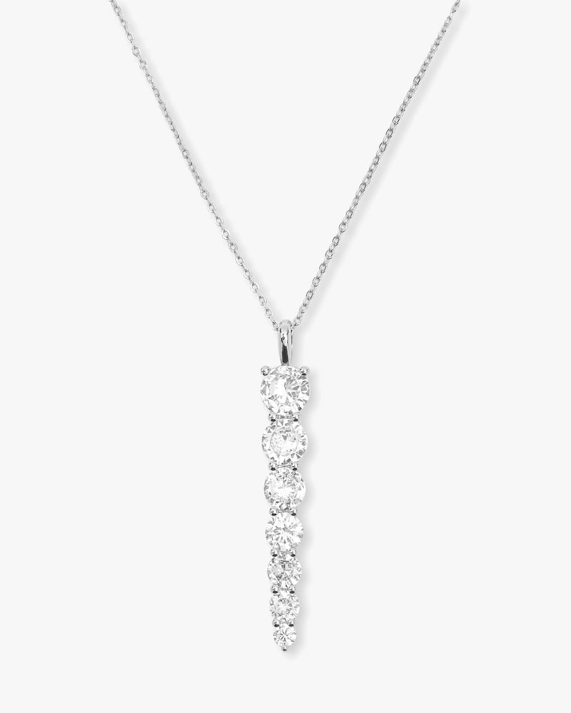 "Oh She Fancy" 7-Drop Necklace - Silver|White Diamondettes