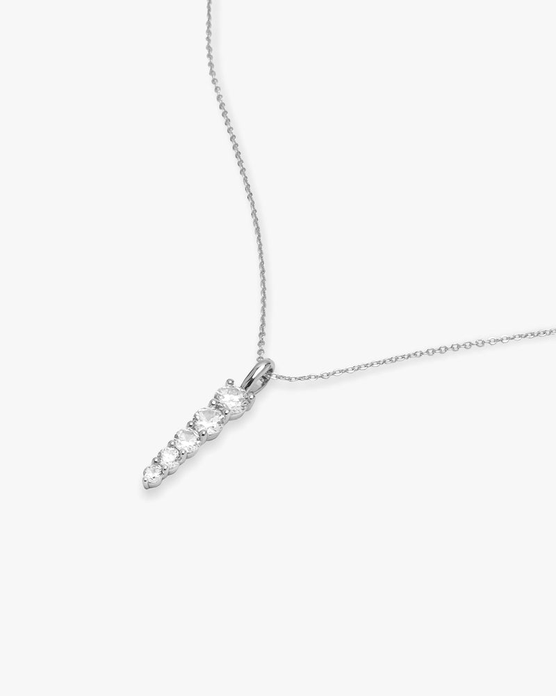 "Oh She Fancy" 5-Drop Necklace - Silver|White Diamondettes