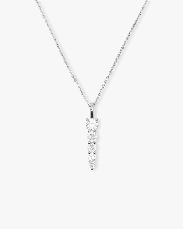 "Oh She Fancy" 5-Drop Necklace - Silver|White Diamondettes
