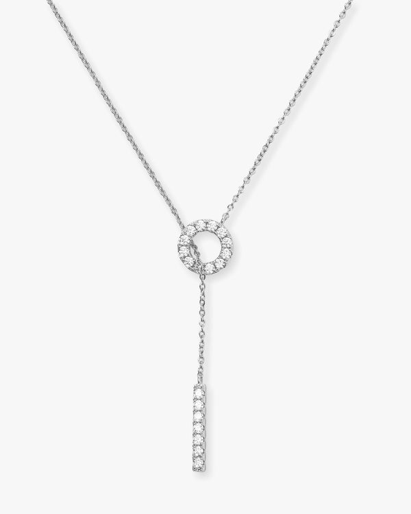"Oh She Fancy" Lariat Necklace - Silver|White Diamondettes