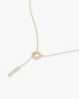 "Oh She Fancy" Lariat Necklace - Gold|White Diamondettes
