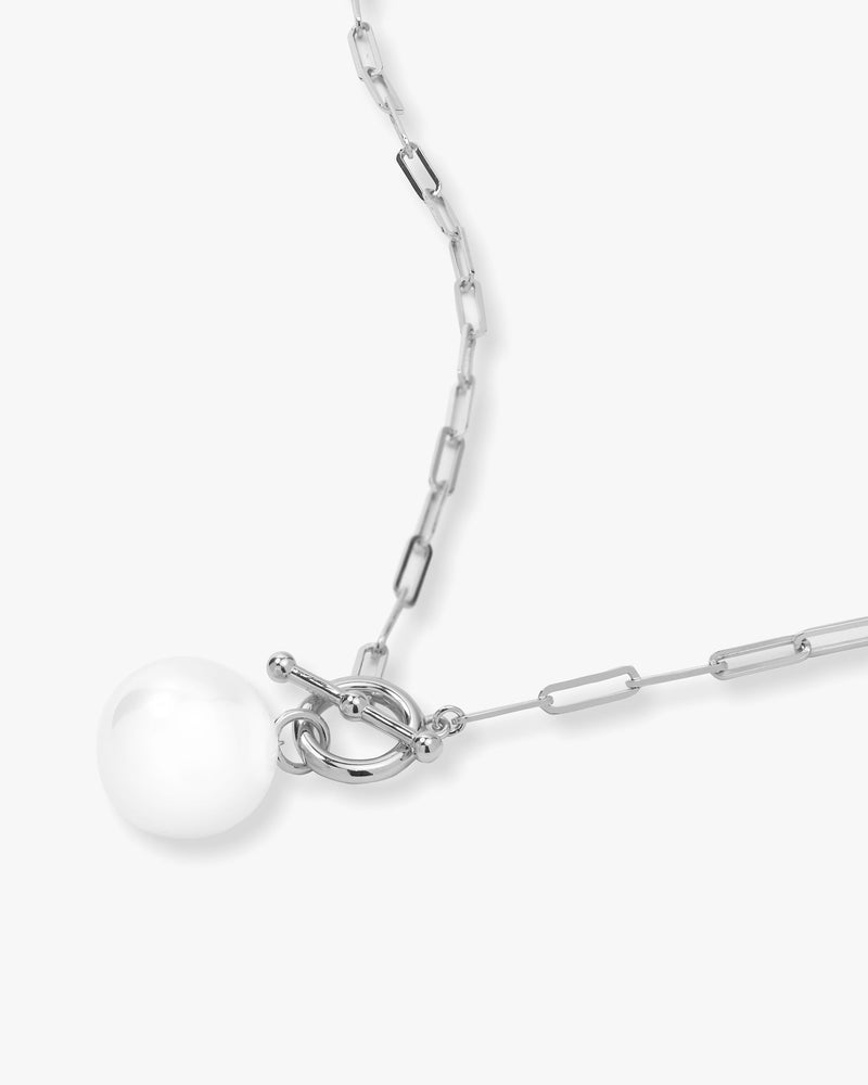 Life's A Ball Pearl Pendant Necklace - Silver