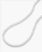 The Queen's Tennis Necklace 24" - Silver|White Diamondettes