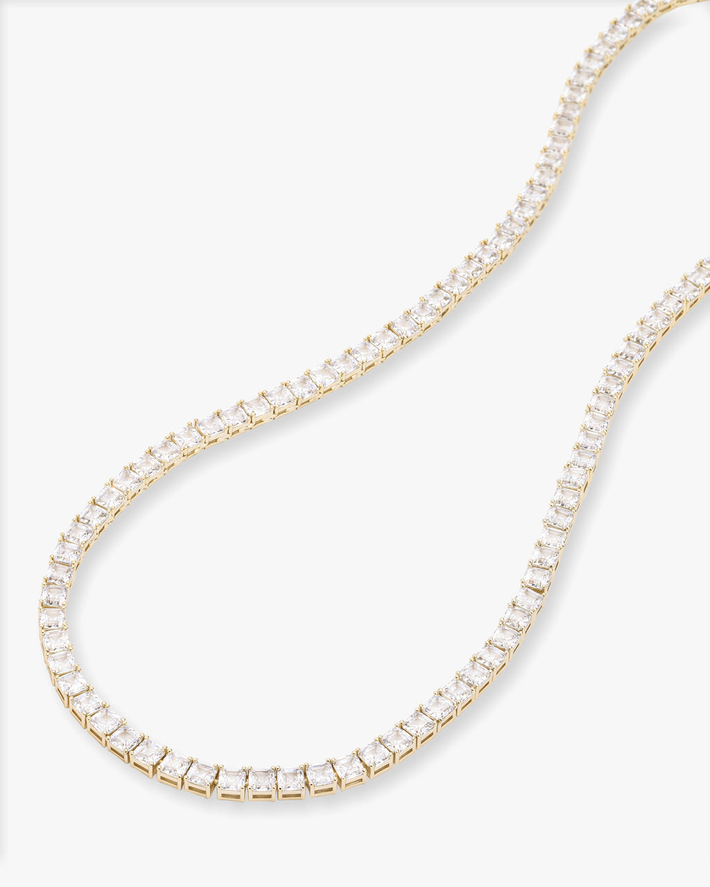 The Queen's Tennis Necklace 5mm - Gold|White Diamondettes