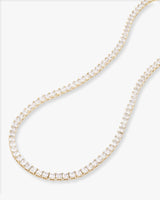 The Queen's Tennis Necklace 24" - Gold|White Diamondettes