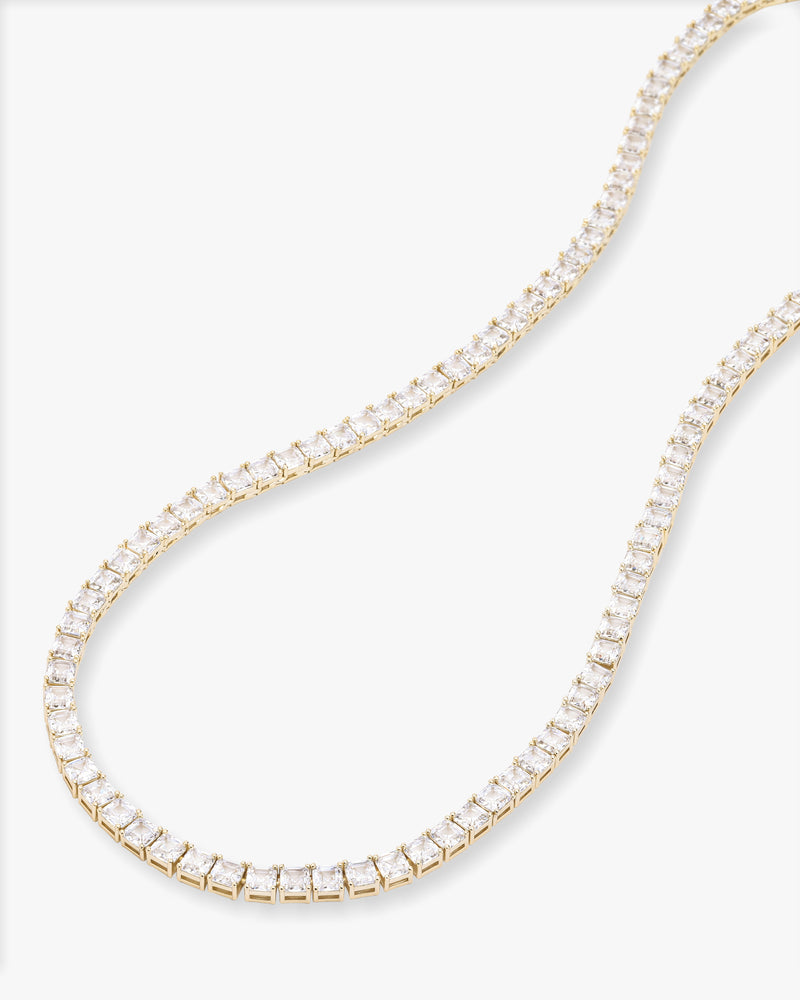 The Queen's Tennis Necklace 24" - Gold|White Diamondettes