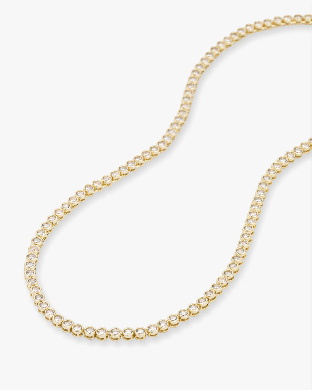 Baroness Tennis Necklace 3mm - Gold|White Diamondettes