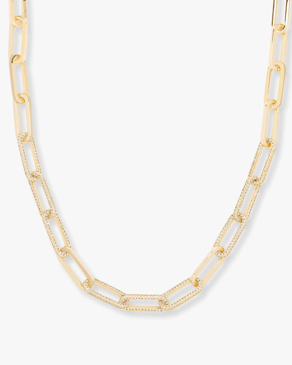 Carrie Pavé Chain Necklace 8mm - Gold|White Diamondettes