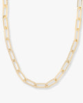 Carrie Pavé Chain Necklace 8mm - Gold|White Diamondettes