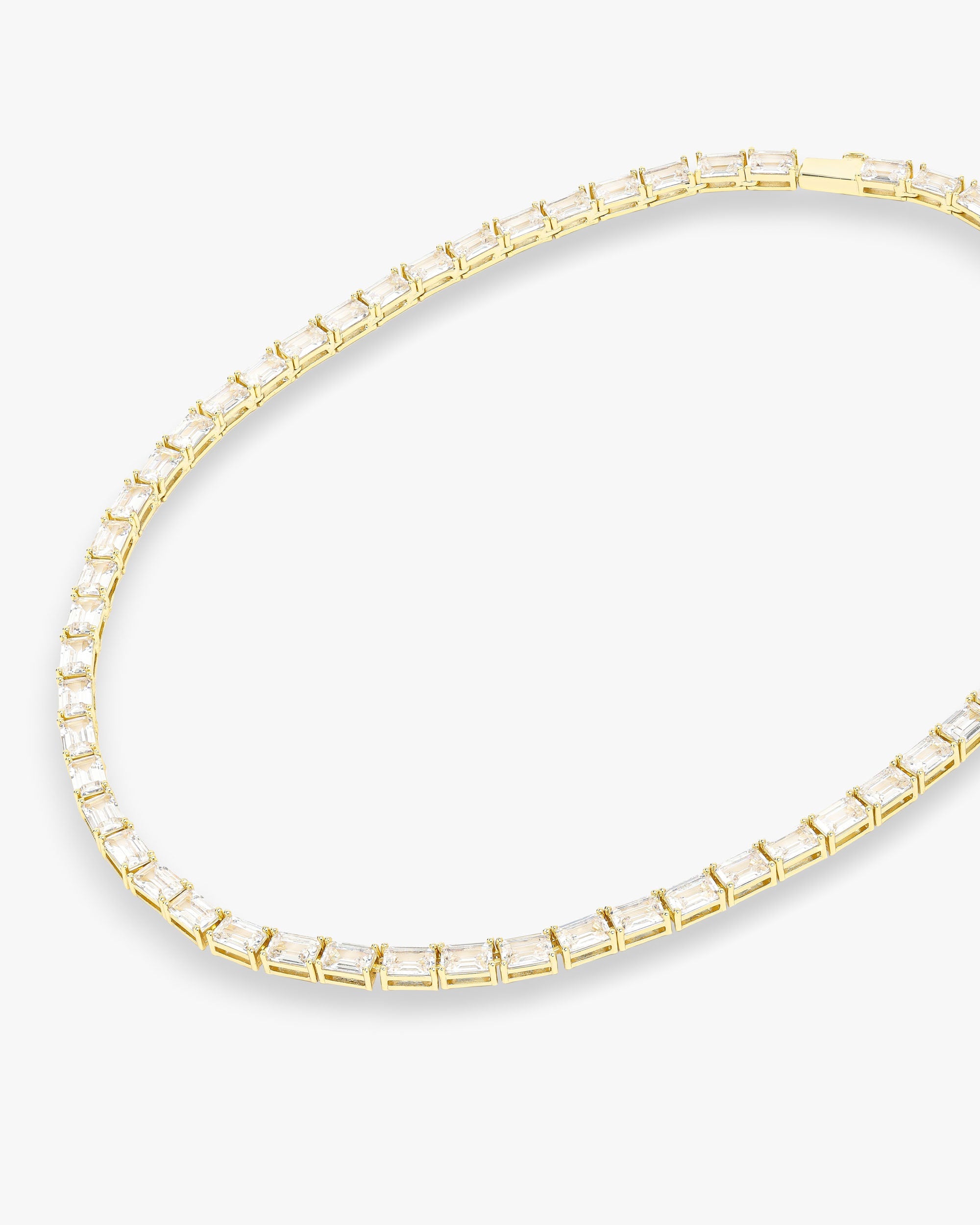 Baby Grand Slam Tennis Necklace 16" - Gold|White Diamondettes