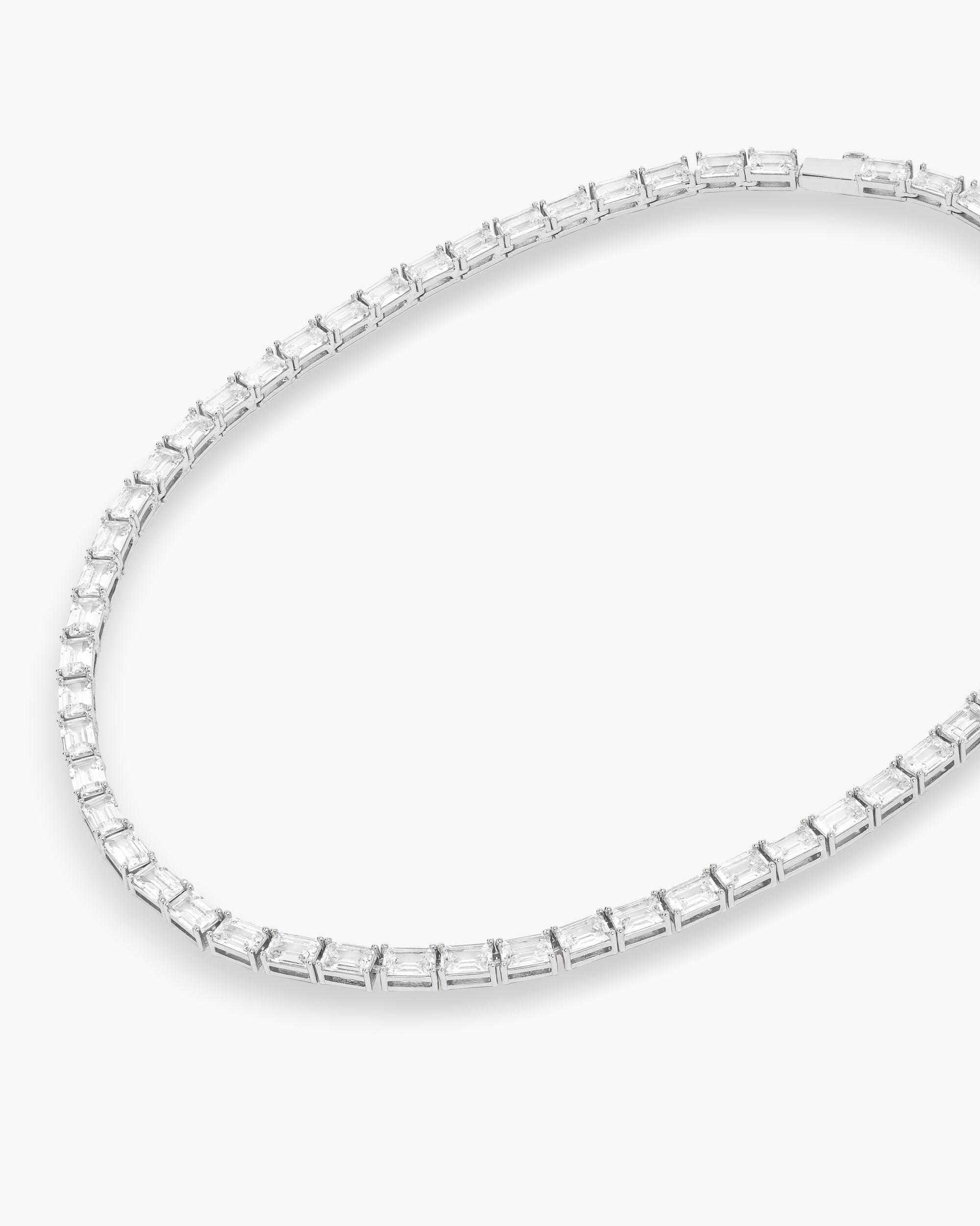 Baby Grand Slam Tennis Necklace 18" - Silver|White Diamondettes