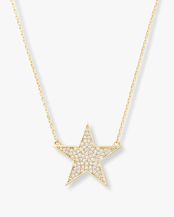 You Are My Shining Star Pave Necklace 15" - Gold|White Diamondettes