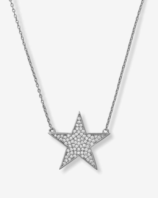 You Are My Shining Star Pave Necklace 18" - Silver|White Diamondettes