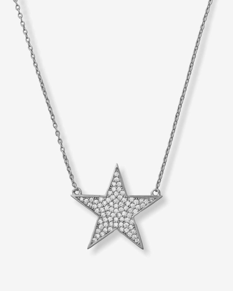 You Are My Shining Star Pave Necklace 15" - Silver|White Diamondettes