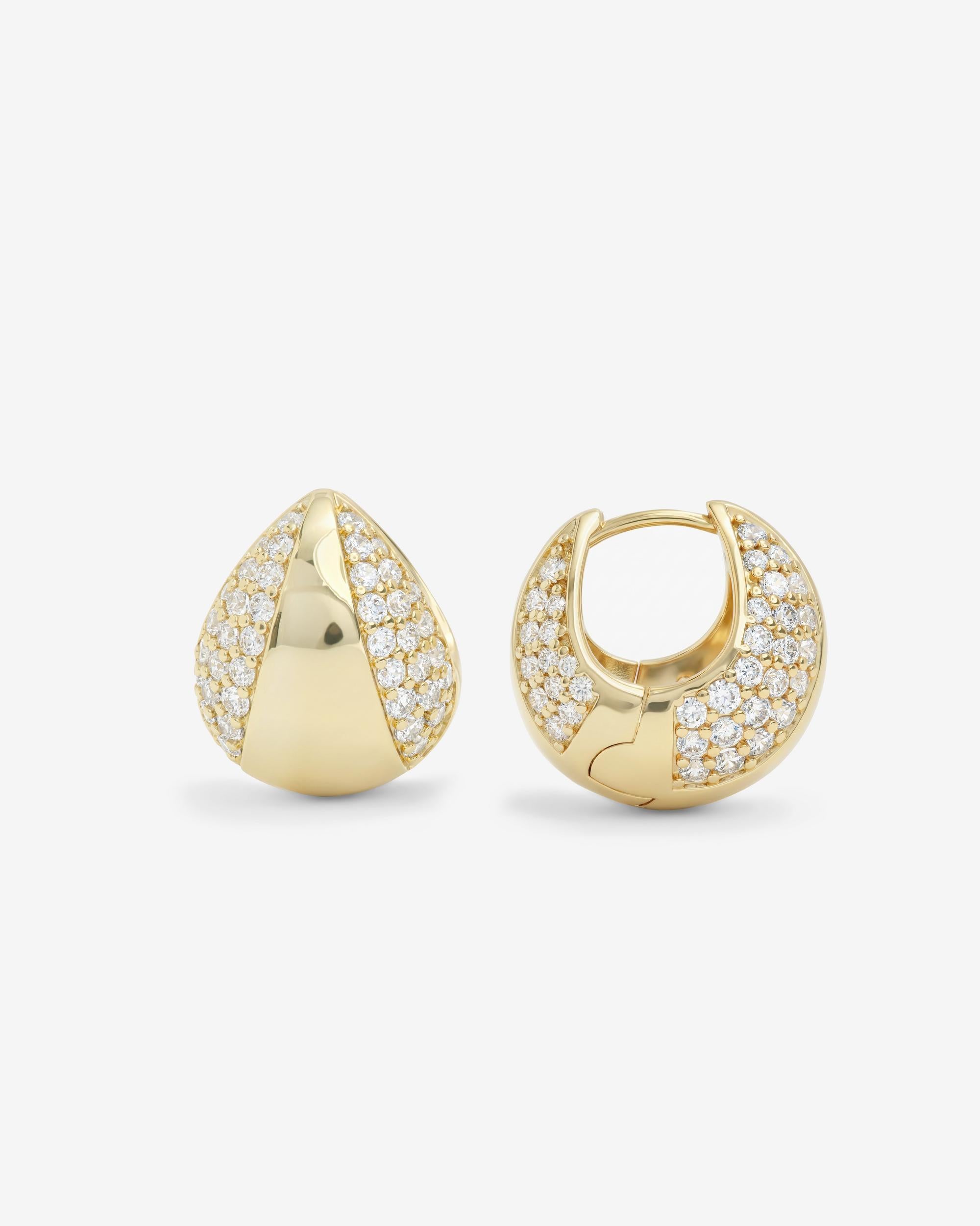 Norah Split Pavé Earrings - Gold|White Diamondettes
