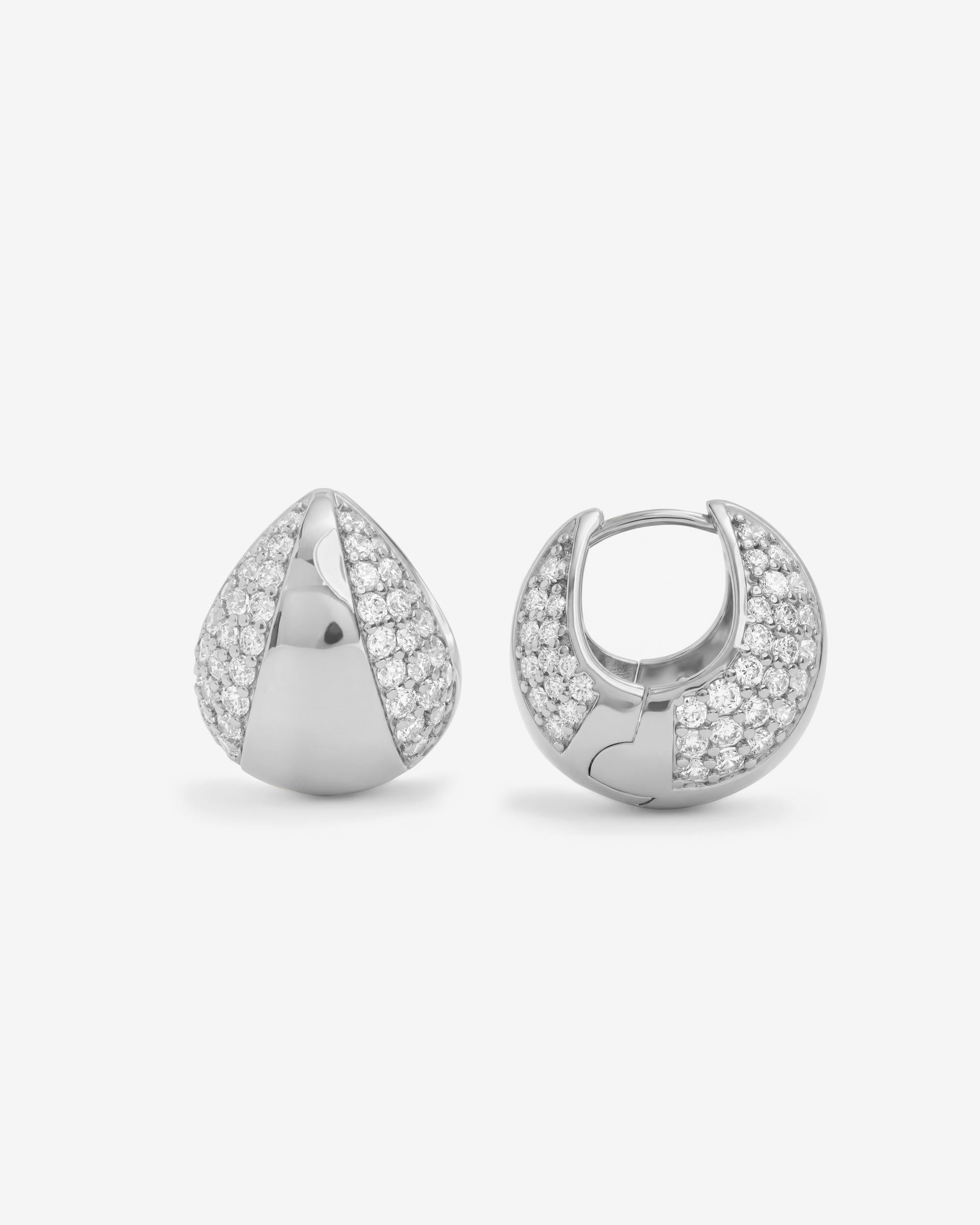 Norah Mixed Pavé Earrings - Silver|White Diamondettes