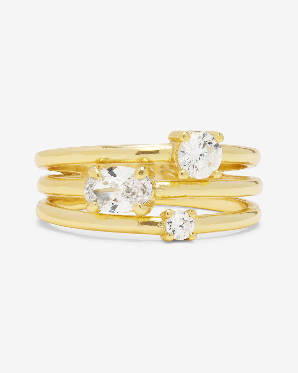 Nina Stacked Ring Gold White Diamondettes