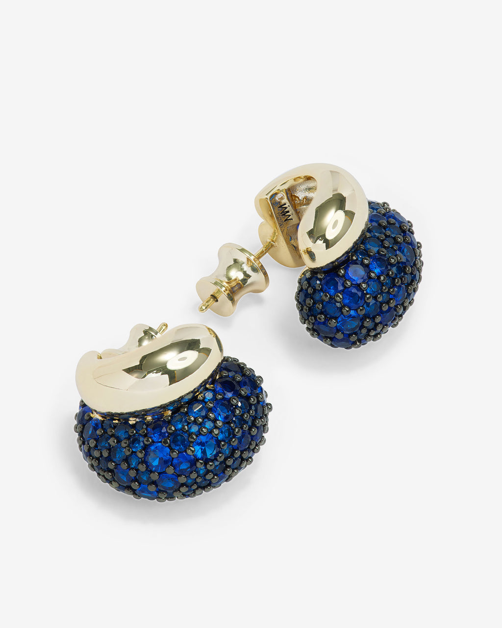 Norah Pavé Double Hoop - Gold|Blue Sapphire