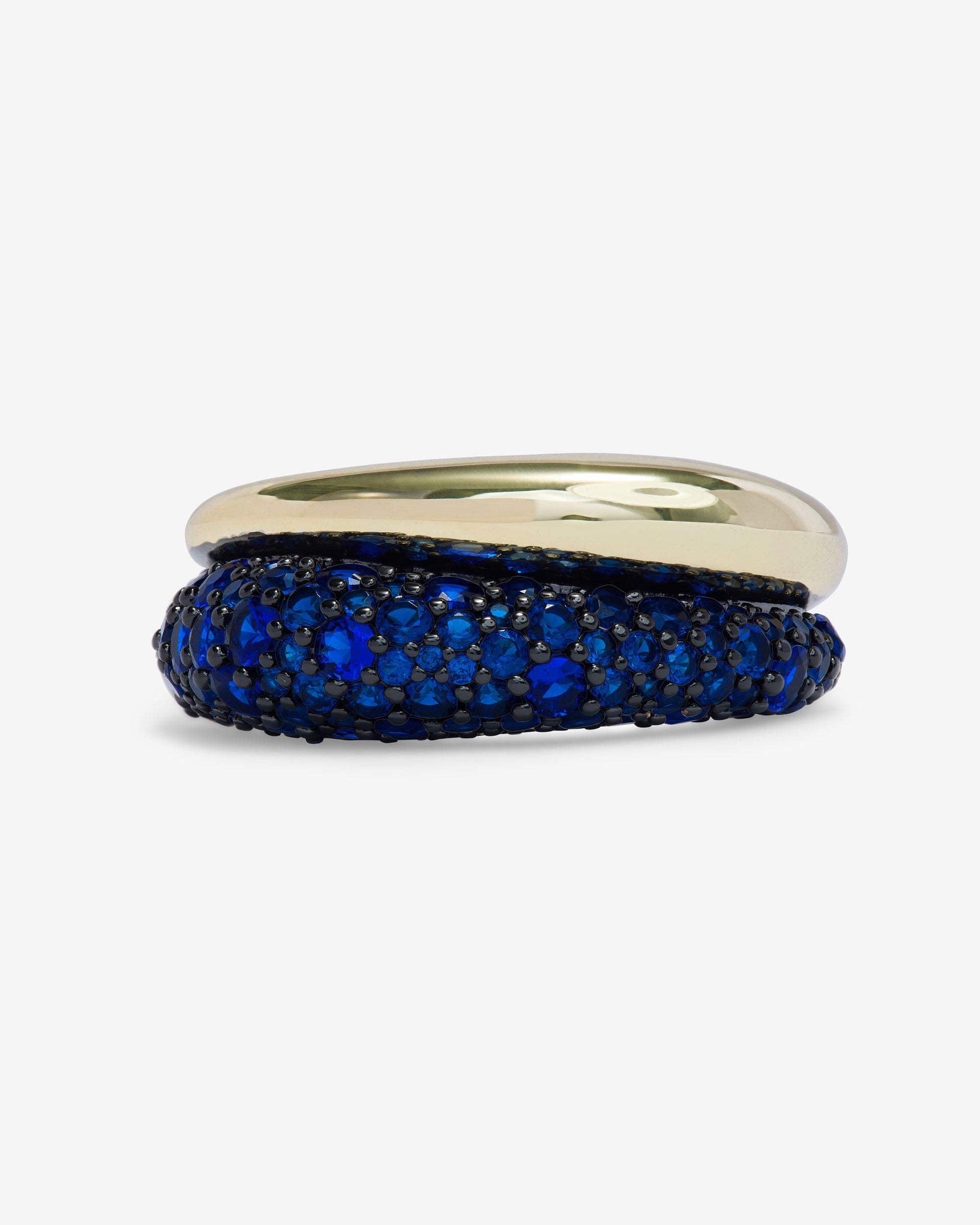 Norah Pavé Double Ring: Gold & Sapphire Stacking Ring