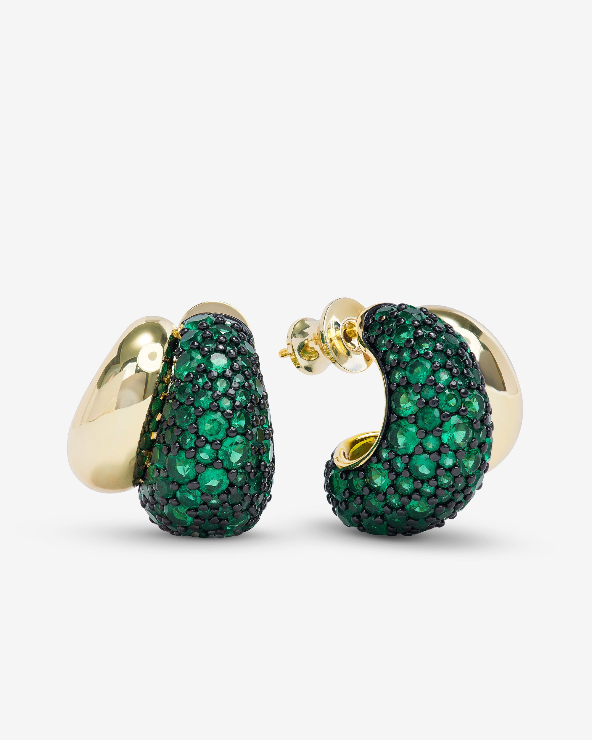 Norah Pavé Double Hoop - Gold|Emerald
