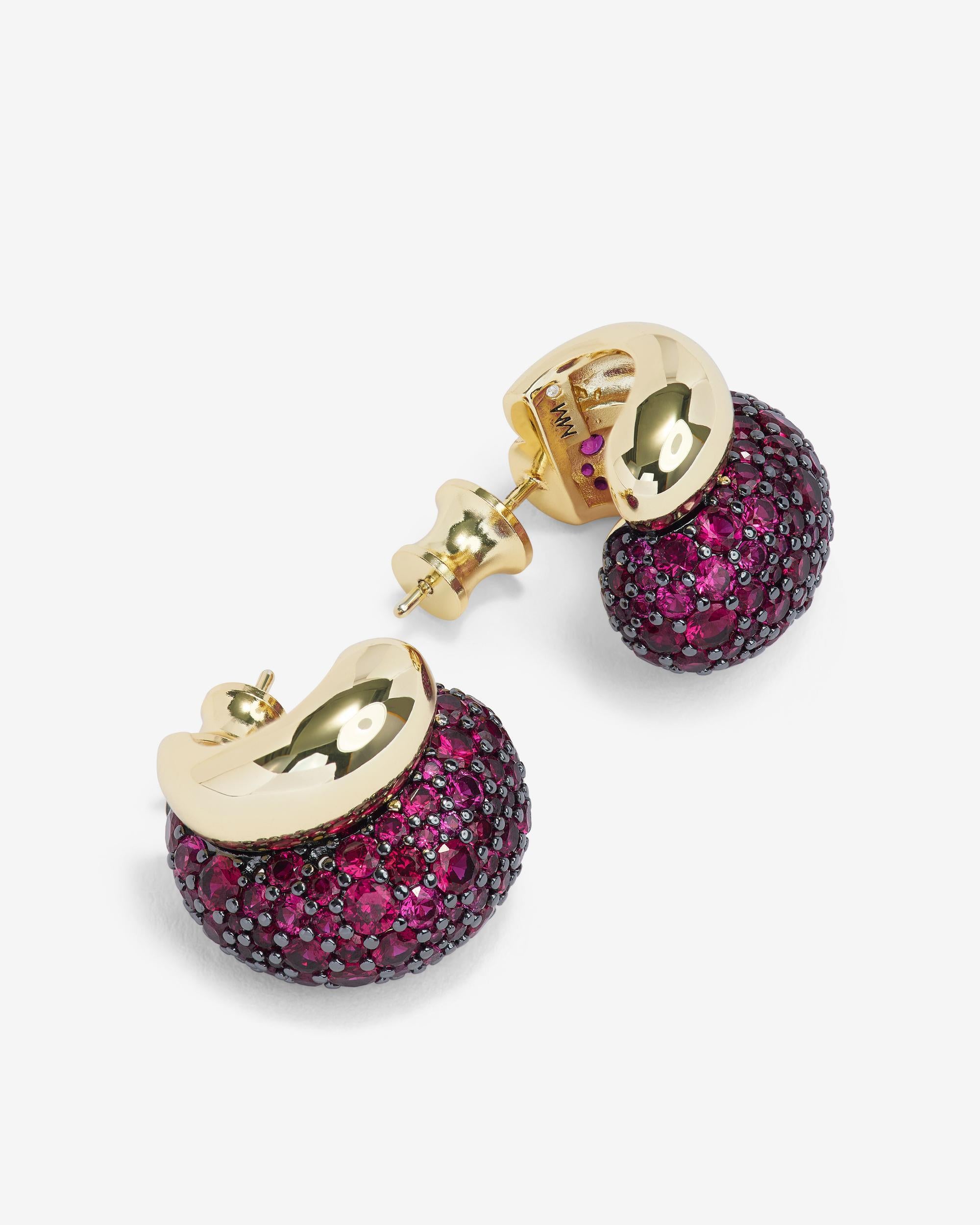 Norah Pavé Double Hoop - Gold|Ruby