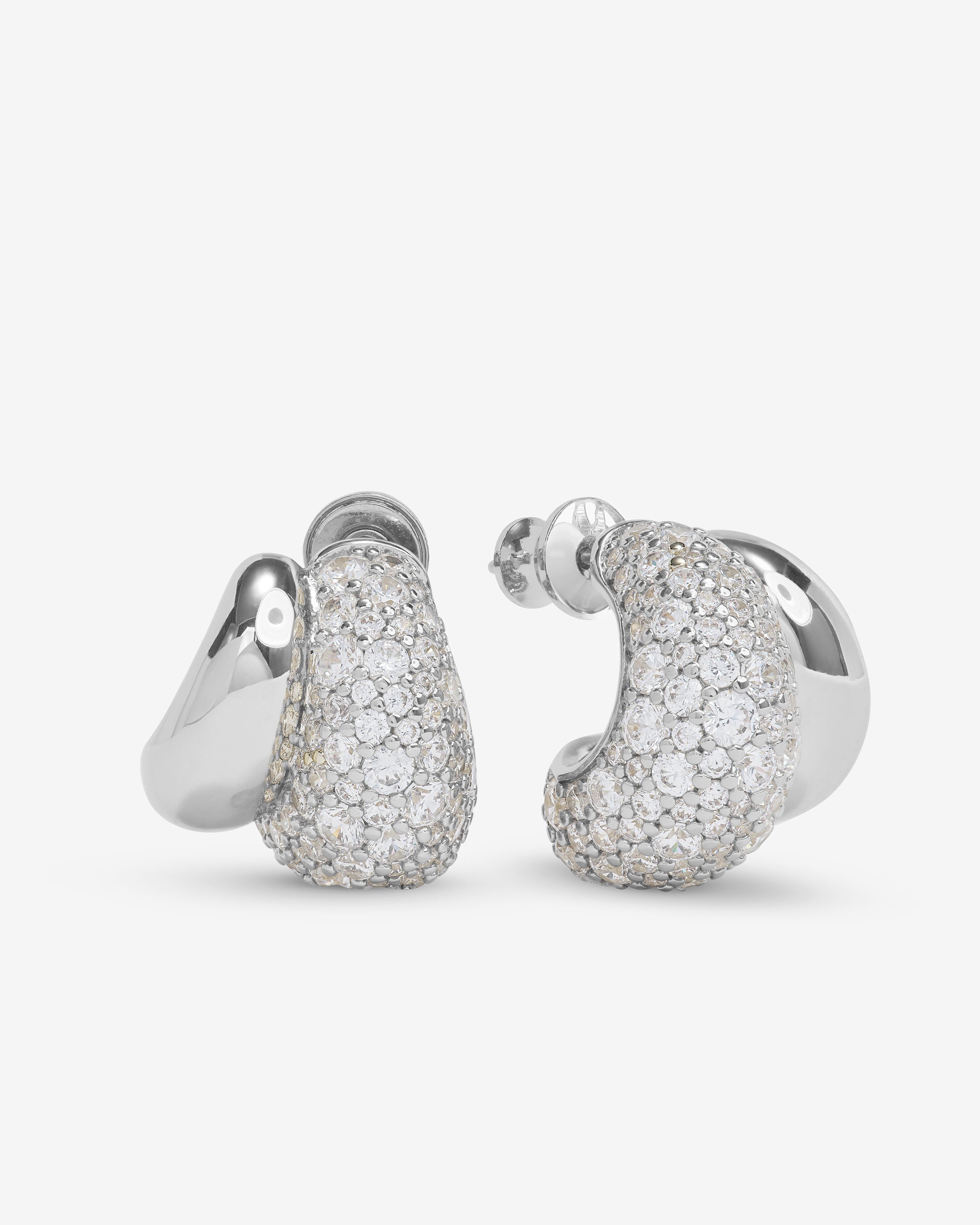 Norah Pavé Double Hoop - Silver|White Diamondettes